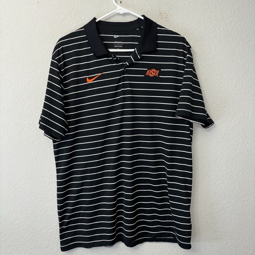 Nike Dri Fit Men's Black Oklahoma State Cowboys Performance Polo Size L OSU